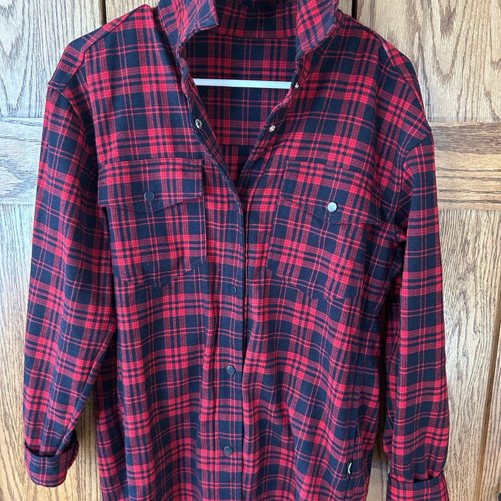 Red and Navy Plaid Shirt